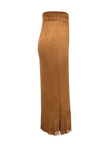 An elegant tassel long coat-length mink fur half skirt for ladies, comfortable and slimming H-style long dress