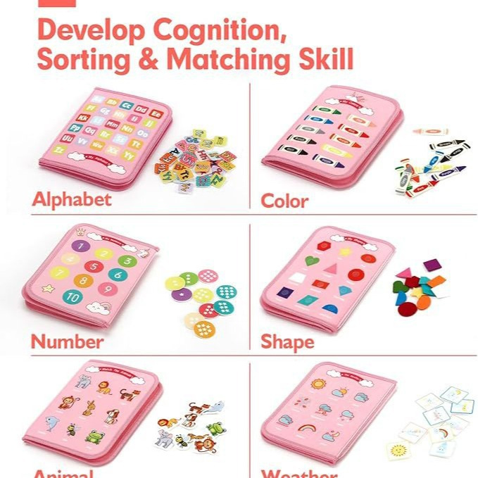 Inventario de fieltro de educación temprana tabla de aprendizaje 3D tranquilo libro puzzle DIY rosa cinco páginas unicornio ocupado edición al por mayor