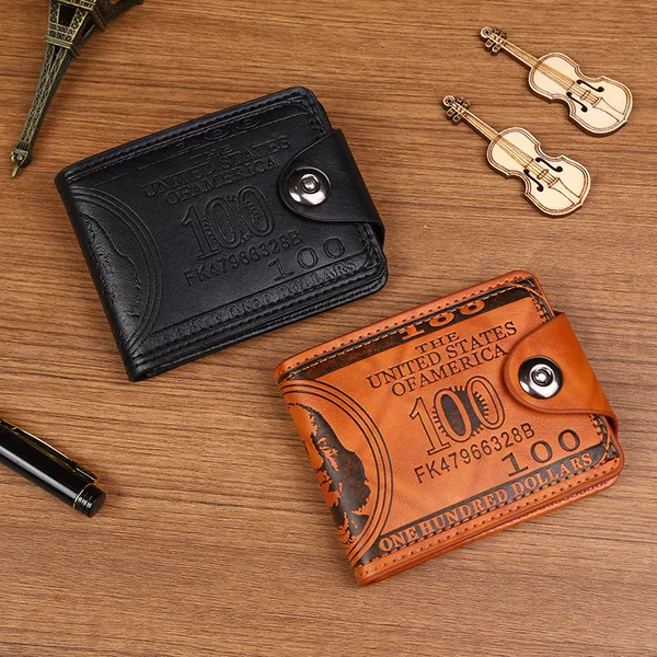 Cross-Border Men's Wallet with Dollar Bill Design, Multiple Card Slots, Large Capacity, Vintage Style, Amazon's Best-Selling Coin Wallet