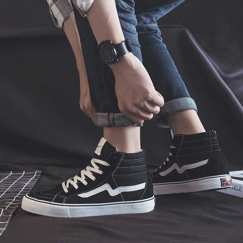 Tres zapatos de lona de caña alta para estudiantes masculinos y femeninos, versión coreana de zapatos casuales de todo fósforo, zapatos individuales, zapatillas de deporte de primavera, WDSW-90023