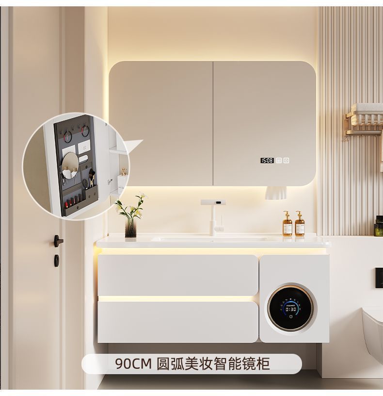 Bathroom cabinet, washing machine combination, hand washing ceramic integrated bathroom washbasin, multi-functional washbasin, new style for washing and grooming undefined