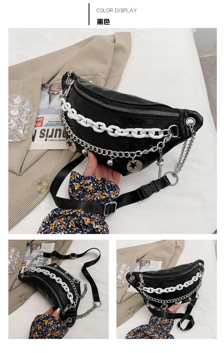 Korean Solid Color Chain Messenger Waist Bag display picture 12