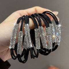 超フラッシュドリルのひもの高級ゴムの女性の髪の輪の皮のカバーの高弾力の丈夫な髪の飾り