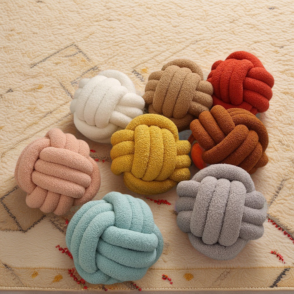Trendy Ins Knotted Ball Pillow Sofa Living Room Creative Spherical Handmade Woven Thread Cushion Headboard Decorative Pillow