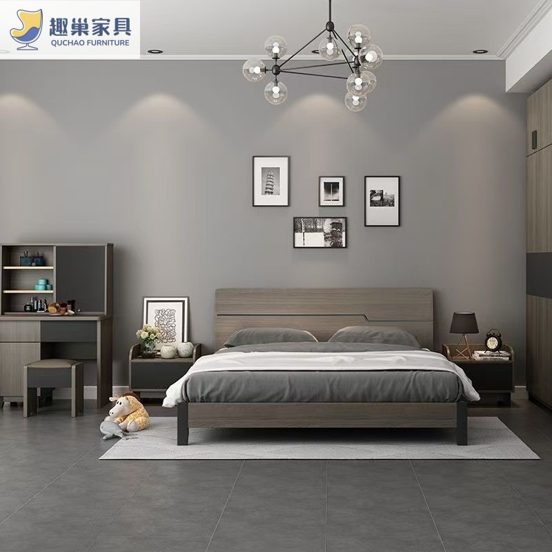 Scandinavian Style Solid Wood Bed, Paint-Free Board Frame Bed, 1.8m Master Bedroom Double Bed, 1.5m 1.2m Living Room Wedding Bed