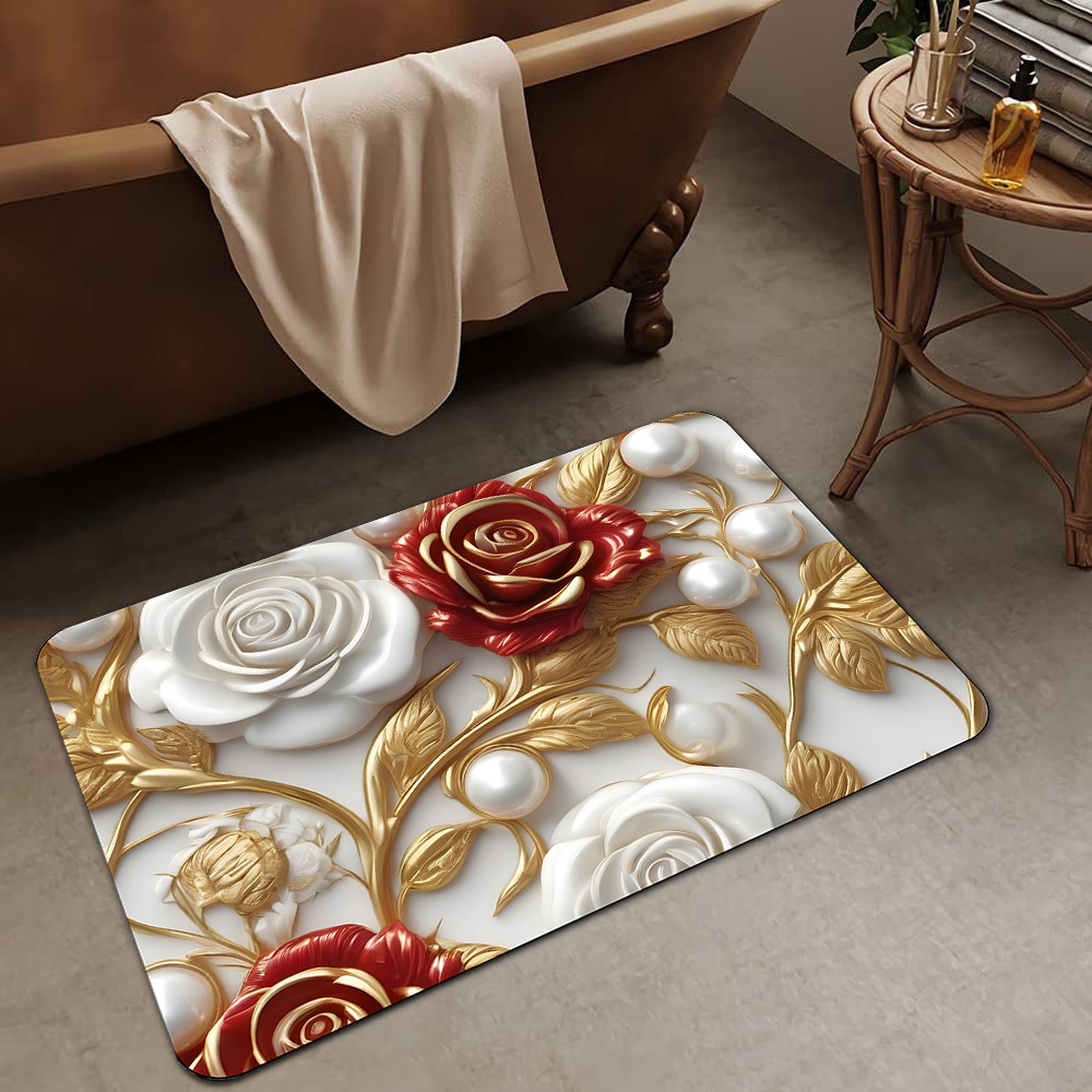 Alfombrilla de barro de diatomeas de flores tridimensionales de lujo ligero transfronterizo, alfombrilla de baño, alfombrilla de pie absorbente y antideslizante para el hogar, alfombrilla de entrada