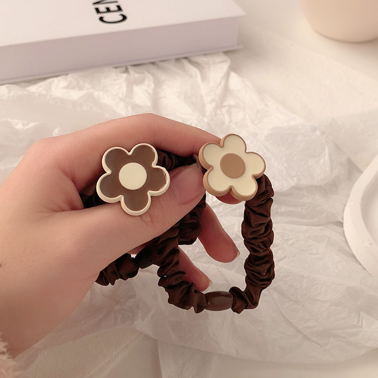 Temperamento simple flor pequeña cuerda de cabello cuerda de cabeza de cabello de la chica de cabello cola de caballo intestino delgado anillo de cabello japonés no estrangulación adornamiento para el cabello