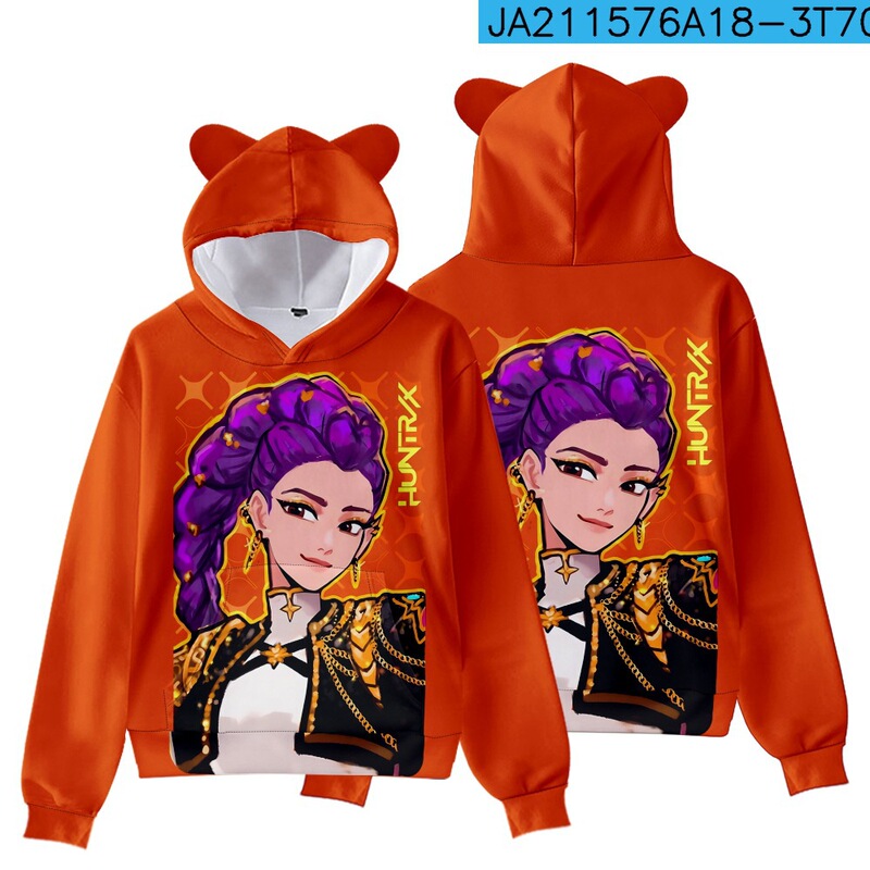 3D新品电影KPop Demon Hunters猎魔女团猫耳朵带帽卫衣成人儿童装|undefined