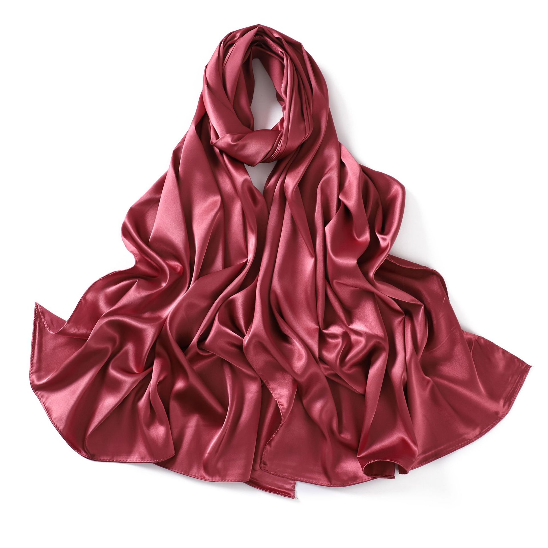 Solid Satin I mitation Lange Indonesische Monochrome Parel Kleur Ding Bag Hoofddoek Cover Vrouwen Zijden Sjaal_voghion.com