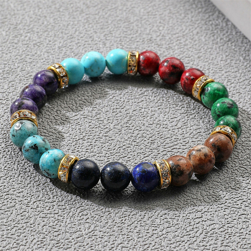 Europa y América transfronteriza AliExpress colorido ágata pulsera de cuentas de piedra Bohemia mujer hombre mapa pulsera de piedra