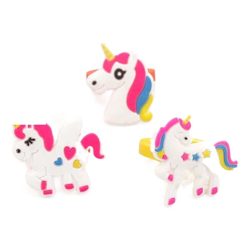 Creative cartoon European and American style unicorn ring PVC soft rubber children pony ring girl jewelry Amazon