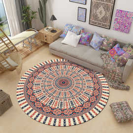 xyft美式轻奢摩洛哥复古圆形地毯ins客厅土耳其转椅垫卧室吊篮垫