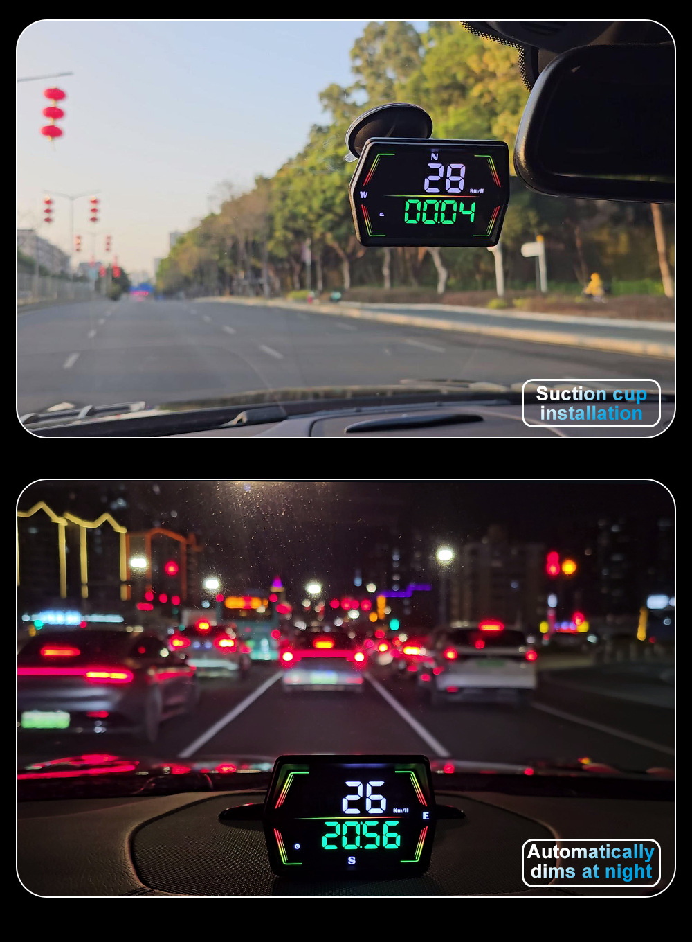 Universal car HUD head-up display, Beidou GPS vehicle speedometer, total mileage accumulation, high-definition head-up display