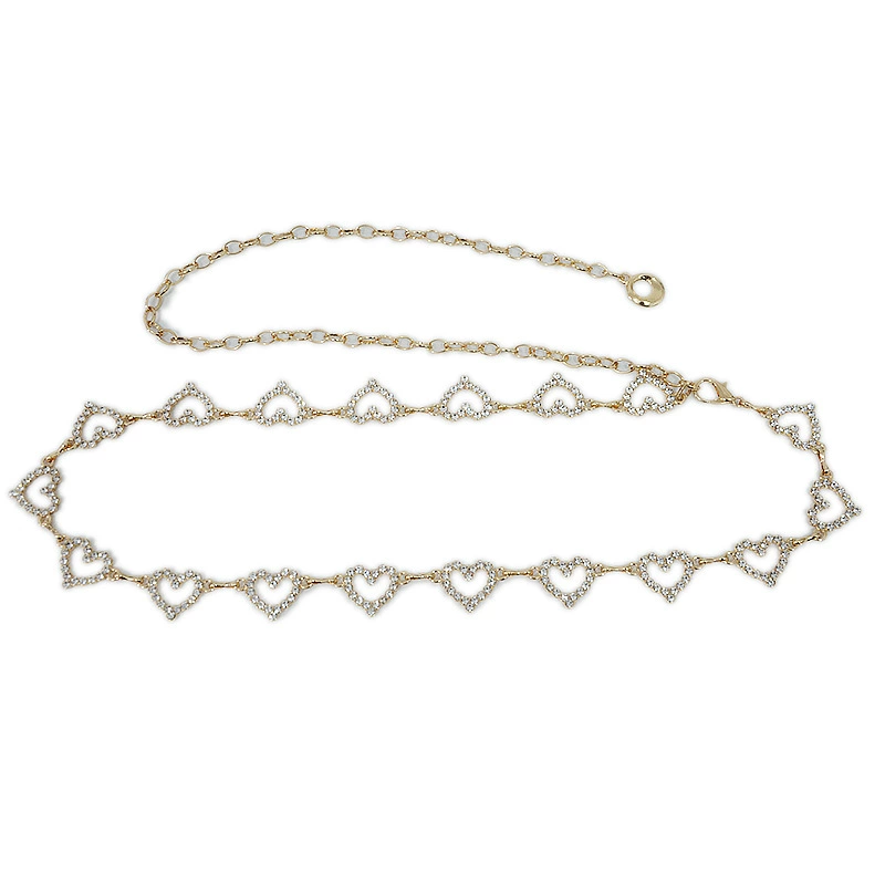 Stone inlay heart shaped, belt, suitable with a skirt, chain, European style, slim fit