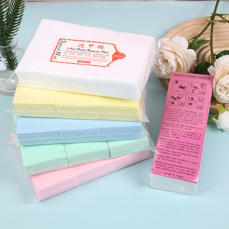 硬質糸くずの出ないマニキュアリムーバーコットン、糸くずの出ないマニキュアタオル、マニキュアコットン、マニキュアクリーニングコットン 1000枚