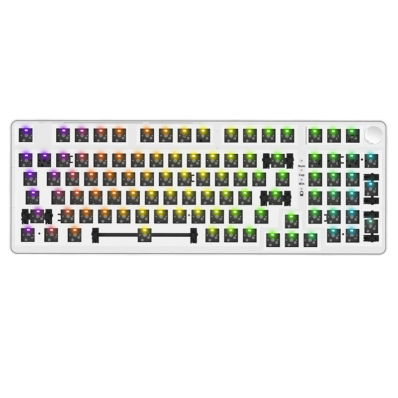 Mechanical Keyboard Kit 98-key DIY, three-mode (wired/Bluetooth), hot-swap RGB, programmable knob