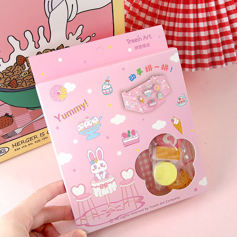 Yifang Qing creativo rompecabezas borrado sobre dibujos animados postres borrado estudiantes artículos de papelería reducción de presión mayorista