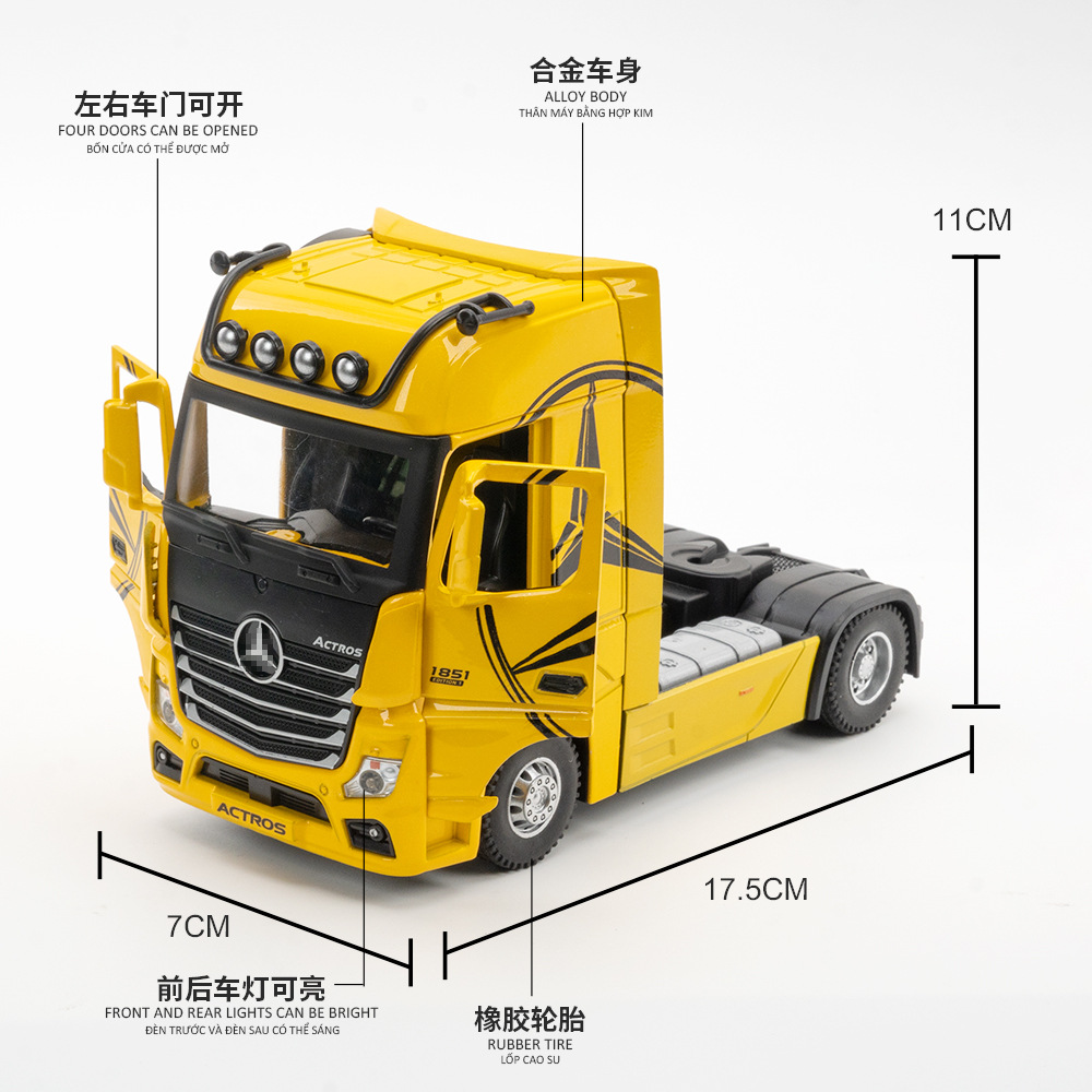 1: 36 Simulación Mercedes-Benz remolque camión de aleación modelo de automóvil de ingeniería modelo de automóvil juguetes para niños
