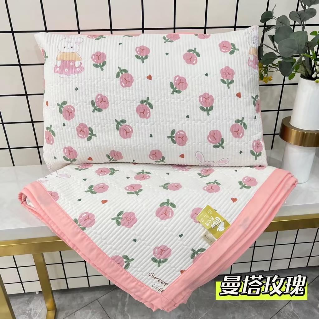 A類雙層紗棉麻床蓋夾棉床單四季绗縫蓋毯三件套防滑毯子田園風
