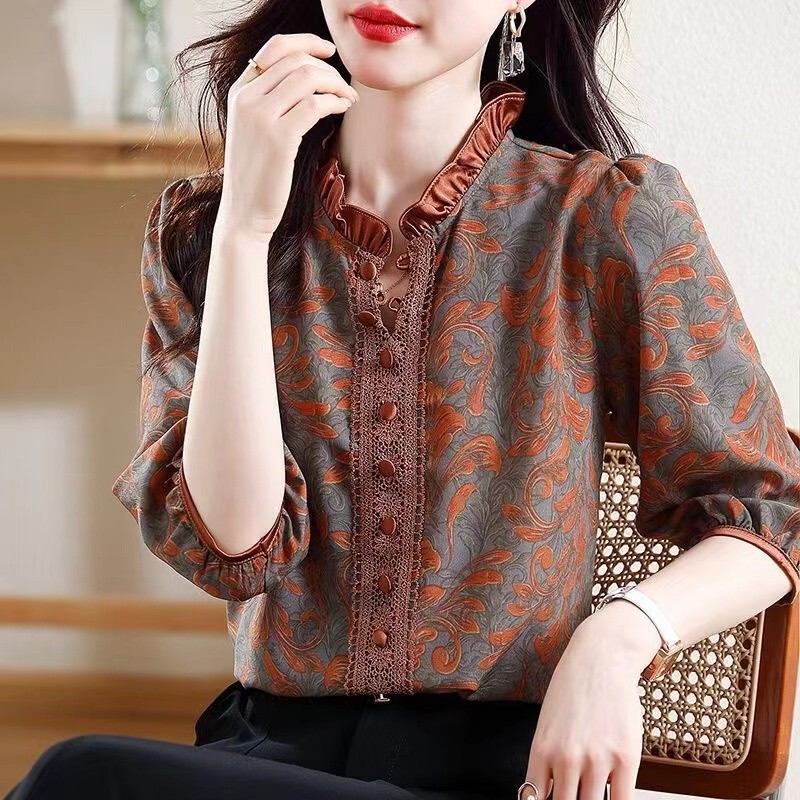 Y High-end Silk Shirt for Women, Spring and Summer New Mulberry Silk Top, Western Style Small Shirt, Versatile Cover