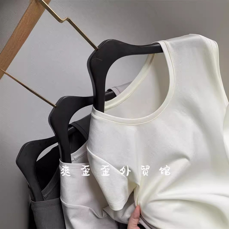 The Pattern Details Are All Artemisia Annua Level 4 Colors! U-Neck on Aesthetic ~ Acetate Tencel Short-Sleeved T-Shirt for Women 053