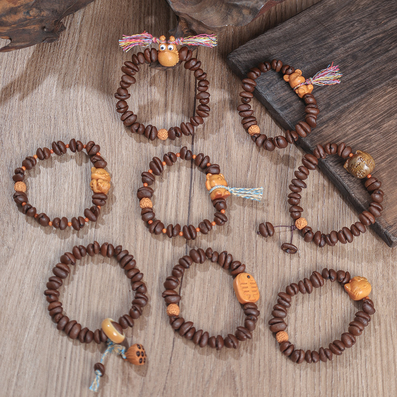 Natural Coffee Bean Aroma Bracelet for Women, Handmade New Chinese Style Cultural and Creative Beaded Bracelet, Yiwu Small Commodity Jewelry Wholesale