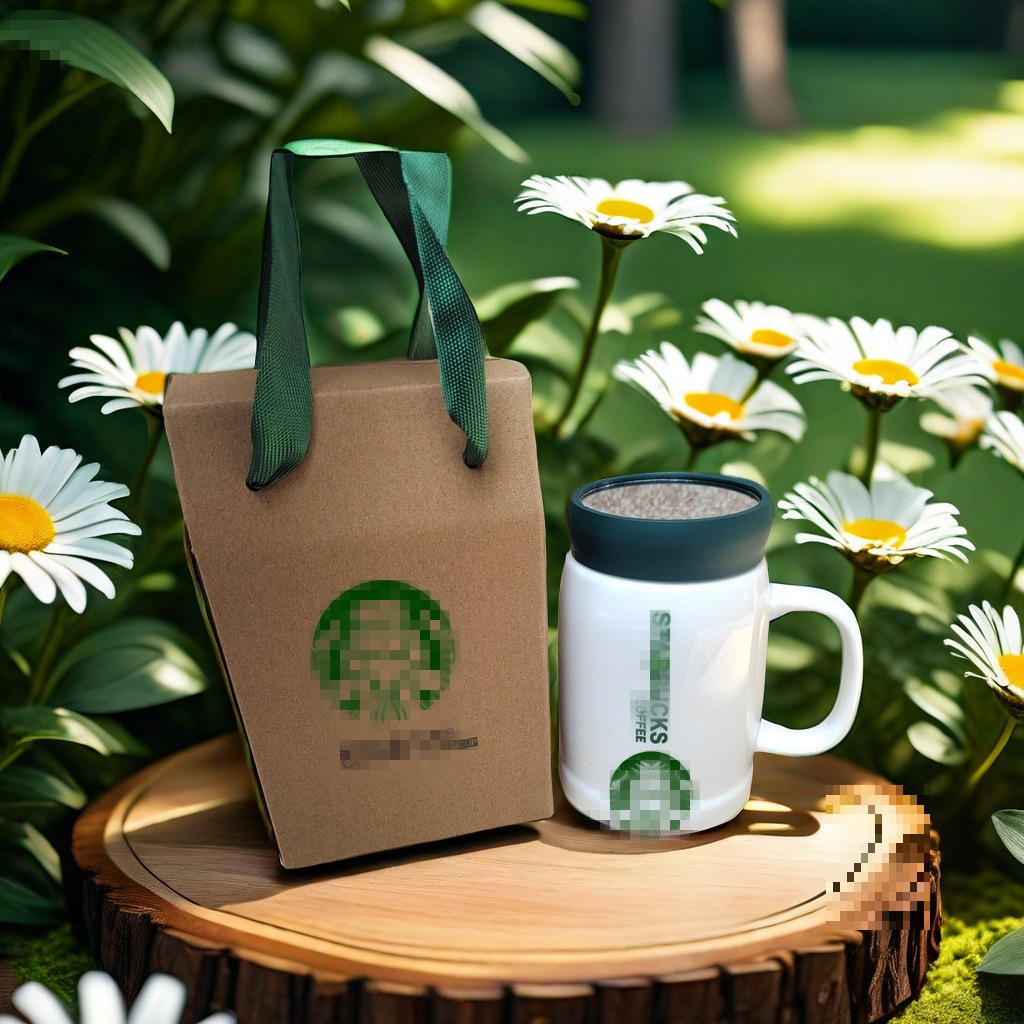 Drenaje empuje alto valor nominal impresión taza de agua taza espejo cerámica con tapa de café Starbucks regalo al por mayor taza de marca