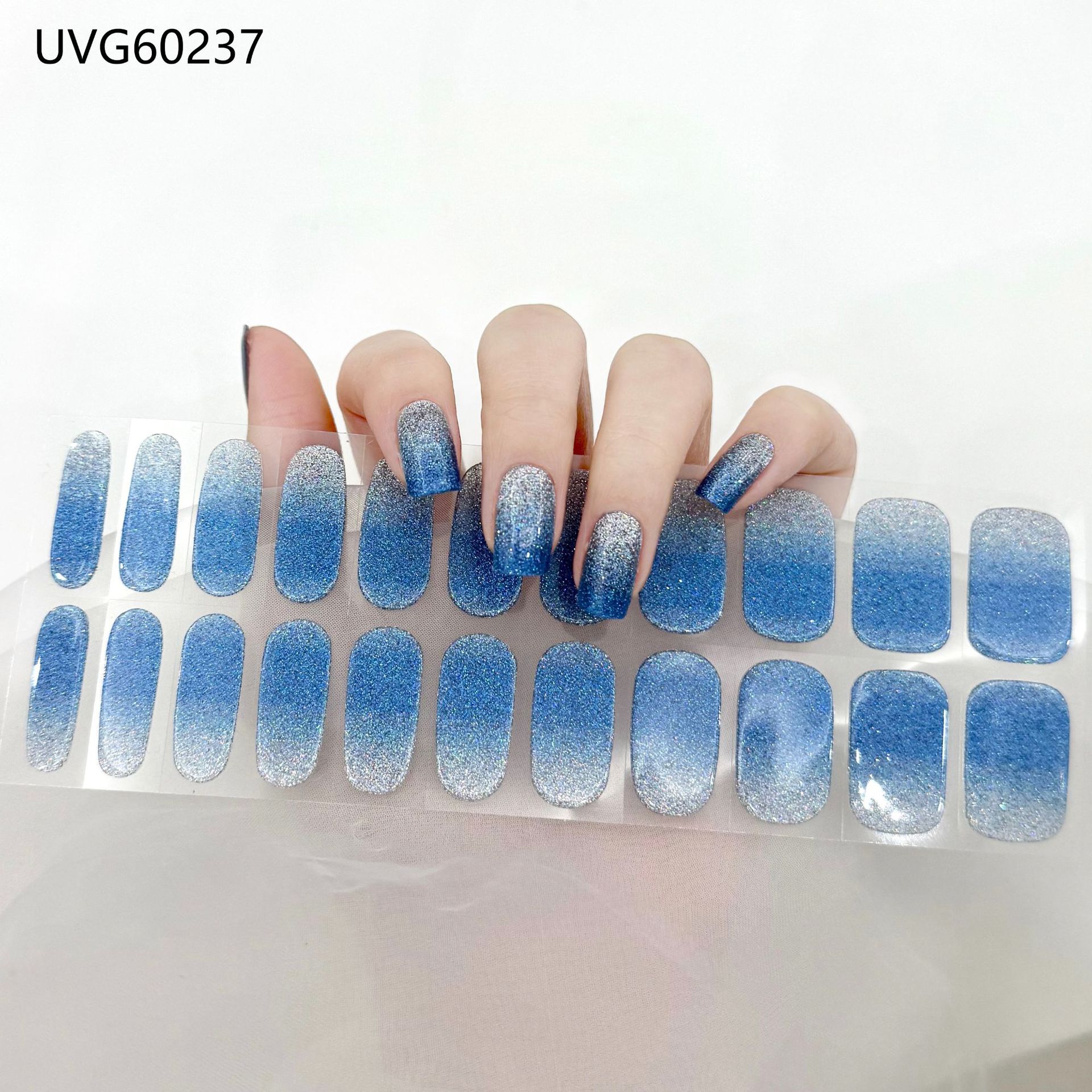Pegatinas de uñas de gel UV transparentes efecto hielo, semicuradas, con lámina dorada, fototerapia, efecto película de aceite