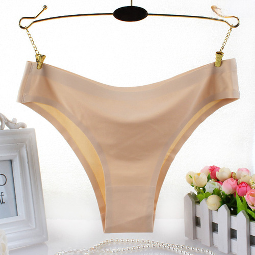 Low-rise sexy one-piece seamless ice silk underwear, pure cotton gusset lady's triangle underwear on Amazon
