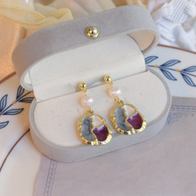 油画感珐琅滴油花朵耳环女森系甜美气质耳钉复古高级感耳饰品