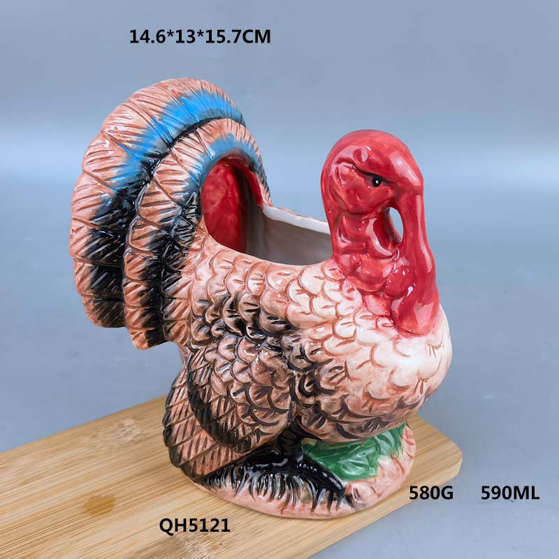 Acción de Gracias Salero de pimienta de cerámica en forma de pavo Tarro de condimentos de comercio exterior transfronterizo Tarro de salsa de cubo Tarro de salsa