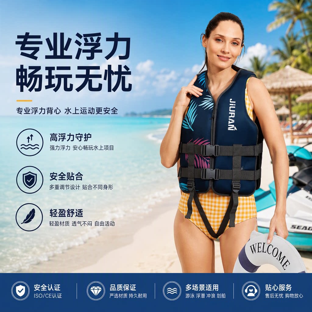 Adult and Children's Life Jackets Made of High-Foam Knitted Fabric for Swimming, Rafting, Diving, and Fishing with Adjustable Buoyancy