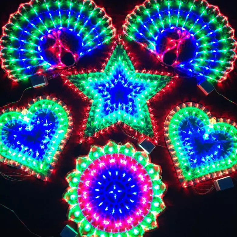 Led Fan-Shaped Peacock Heart-Shaped Five-Pointed Star Sunflower-Shaped Flashing Lights Outdoor Project Lighting Holiday Decoration Lights Led Fan-Shaped Peacock Heart-Shaped Five-Pointed Star Sunflower-Shaped Flashing Lights Outdoor Project Lighting Holiday Decoration Lights