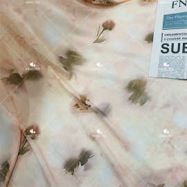 t恤服装扎染面料印花扎染布40D涤安弹力印花面料连衣裙面料厂家