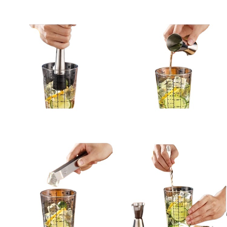 304 acero inoxidable mezclador de vidrio shaker de mano coctel herramienta de fabricación de shaker conjunto de mezclador