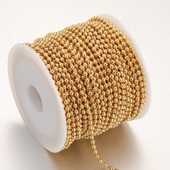 Vacuum Electroplated 18k Gold Round Bead Chain Stainless Steel Wave Bead Chain DIY Decorative Pendant Semi-Finished Length Accessory Chain