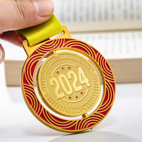 Factory wholesale honor crystal medal custom group sports small plaque rotating metal recognition award commemorative