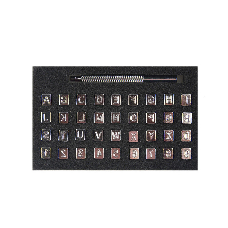 (2개) TUMAI 36PCS 디지털 씰 가죽 영어 편지 펀치 야채 태닝 가죽 아트 인쇄 펀치 손 가죽 조각 도구