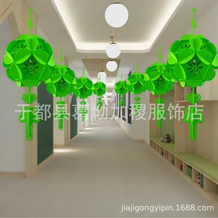 Factory Sales Guangxi March 3 Air Hanging Green Hydrangea Classroom Corridor Shop Spring Decoration Matching Flower Ball