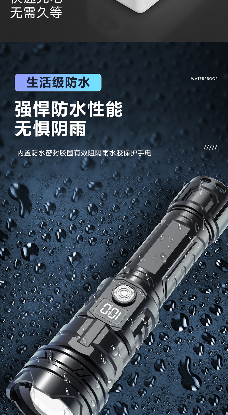 Cross-Border New Model Led Long-Lasting Strong Light Zoom Flashlight Outdoor Portable Emergency Lighting Laser Spotlight