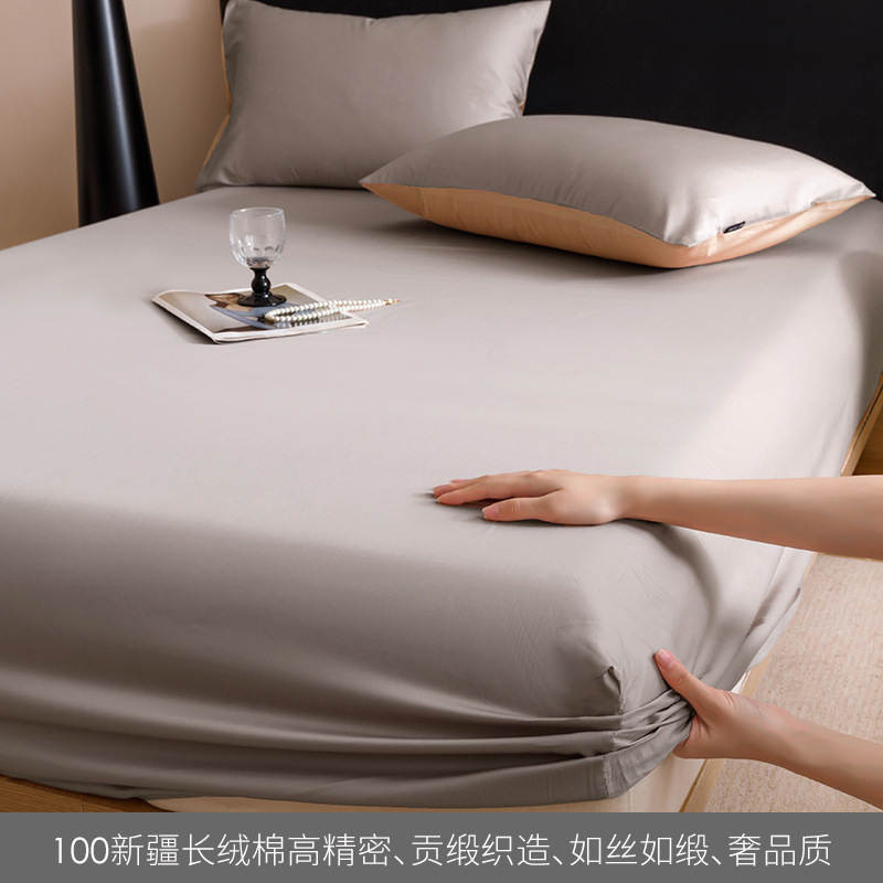 Alta gama de 100 camisas de cama de algodón largo algodón una sola pieza de color sólido tributo satin algodón cubierta de cama de tres piezas