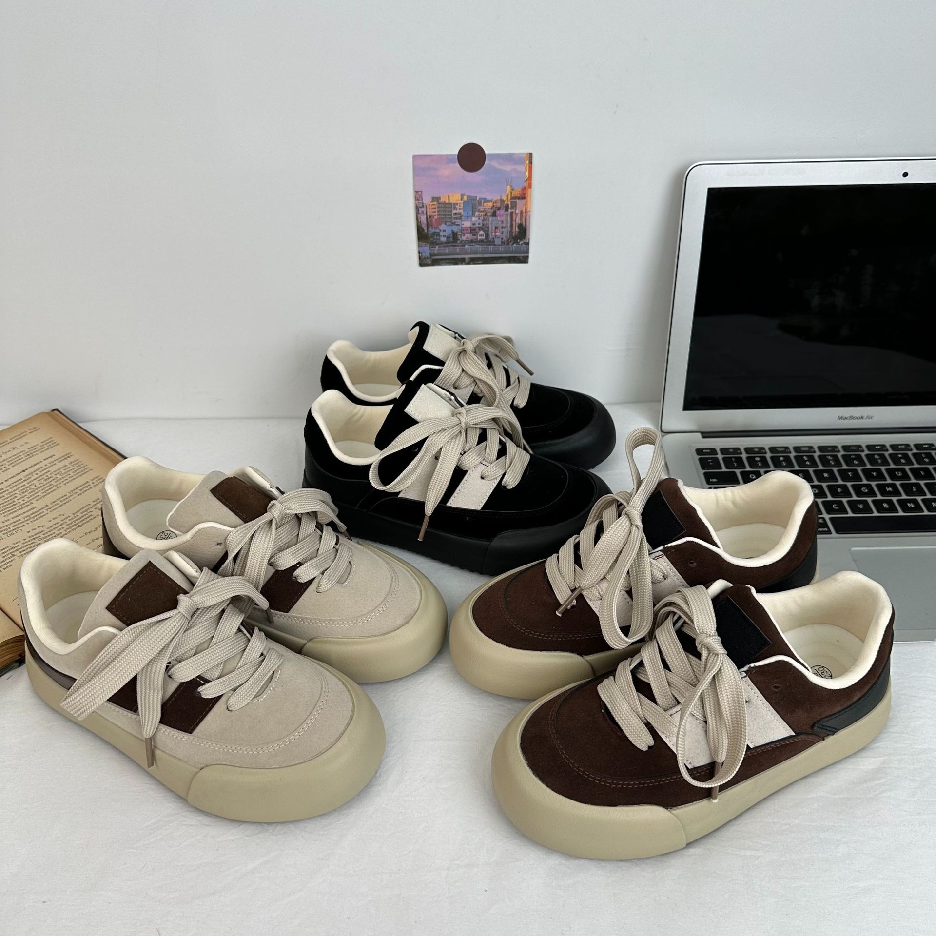 Zapatos de pan de crema retro ins street shooting estudiantes deportes zapatos casuales de todo fósforo 2024 otoño e invierno nuevo tablero 6593