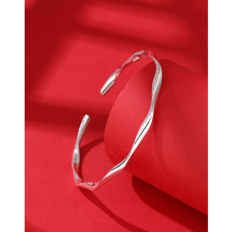 Mobius anillo pulsera de plata 999 plata esterlina sólida plata pura joven nicho de alta calidad pulsera de plata para la novia