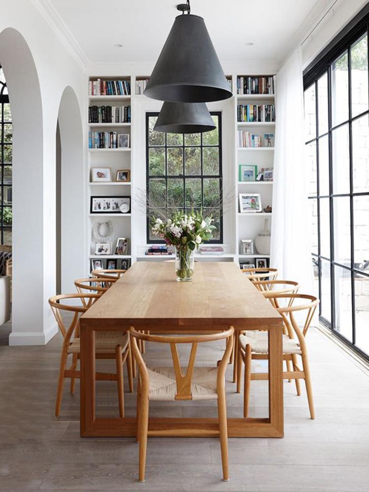 Nordic Solid Wood Mobien Dining Table Rectangular Household Simple Ash Table Log Style Meeting Table and Chair Combination