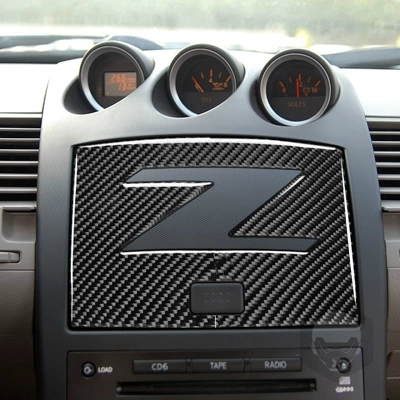 Suitable for Nissan 350Z Navigation Cover Modification 03-09 Red Carbon Fiber Decorative Sticker Auto Parts (Lamp eyebrow)