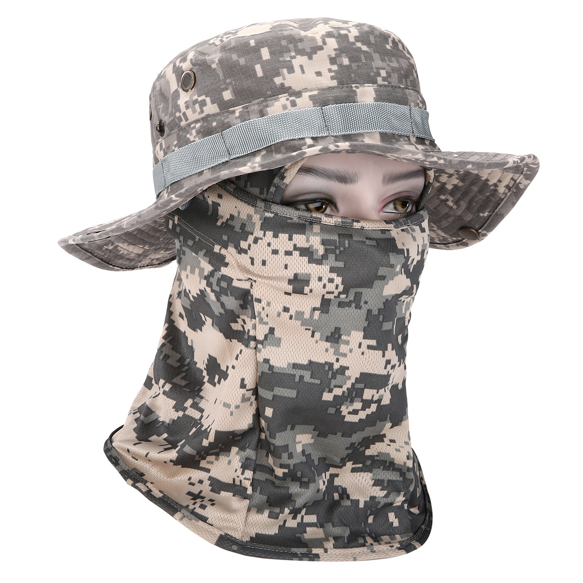 Sombrero de camuflaje con ala ancha al aire libre sombrero Benni sombrero de camuflaje para fanáticos militares sombrero de alpinismo de pesca protector solar sombrero de pescador transpirable hombre