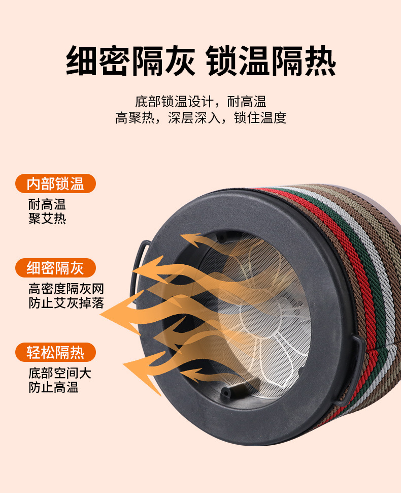 Ai Lian Jiu Moxibustion Device Portable Warming Tool for Waist Abdomen and Back with 108 Moxa Cones and Essential Oil key features