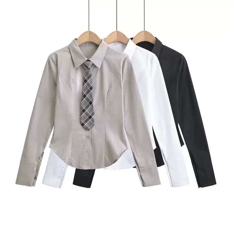 Галстук, модная универсальная рубашка для отдыха, американский стиль, Slim fit, воротник поло