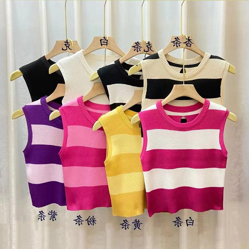 Careful machine hollow striped knitted c...