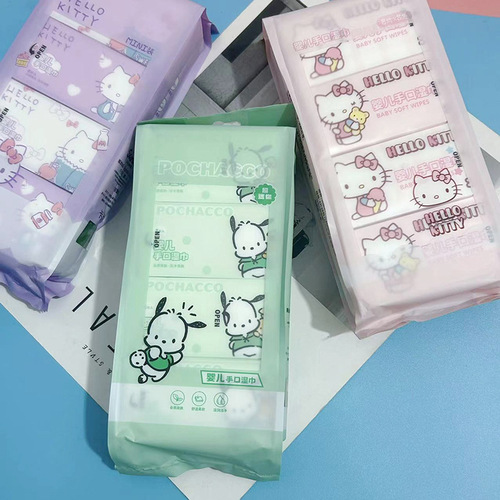Pacha dog kt cat strawberry bear wet wipes portable small package mini wipes children's disposable hand and mouth cleaning wet wipes